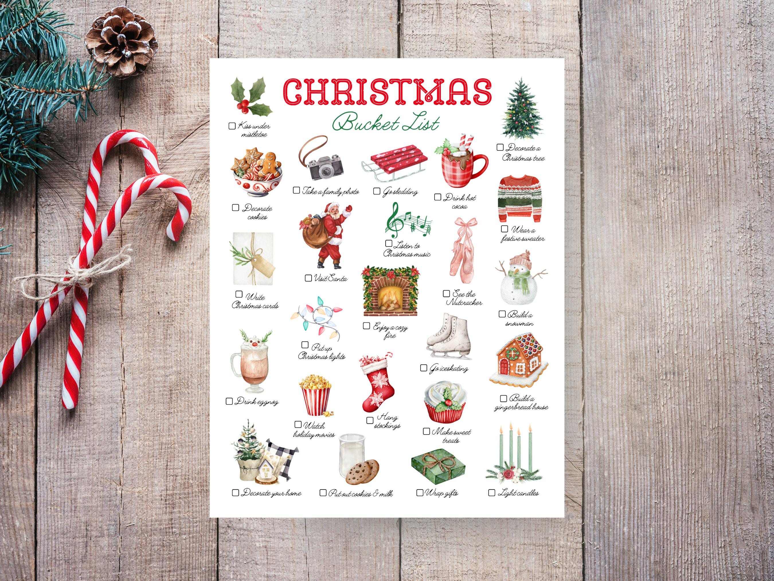 Printable Christmas Bucket List, Christmas Activity List, Holiday To-do ...