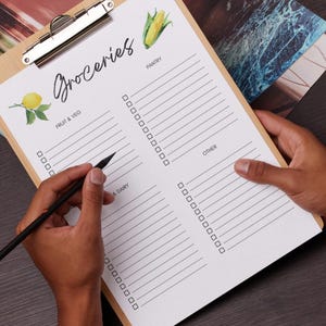 Printable Grocery Shopping List, Modern Farmhouse Grocery List, Shopping List, US Letter, Downloadable Grocery List, PDF