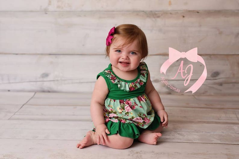 Green Floral Dress Casual Dress for Girls Girls Ruffle Dress Cap Sleeve Baby Ruffle Dress Toddler Ruffle Dress