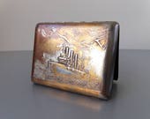 Antique Cigarette Case Soviet Cigarette Case Vintage Cigarette Case with Cruiser Aurora Old Russian Cigarette Holder USSR Tobacco Box