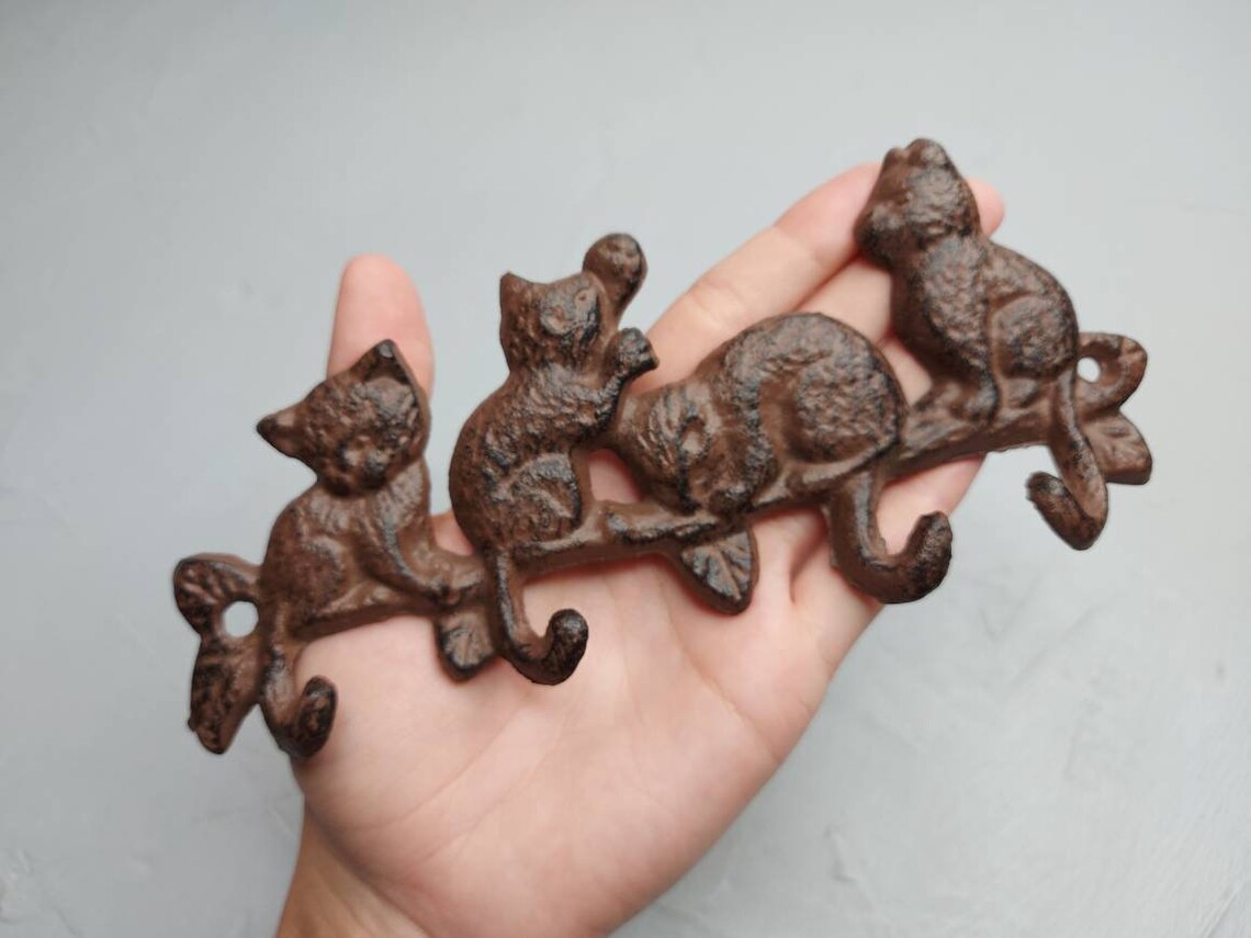 Vintage Cast Iron Wall Hanger Cat Hook Old Key Rack Metal Etsy UK
