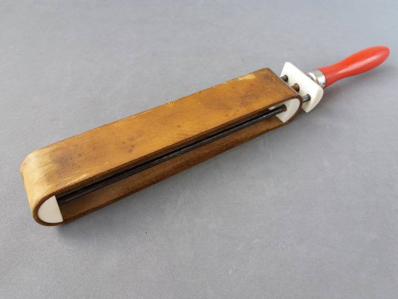 Antique straight razor strop Leather shaving strop with wooden Etsy