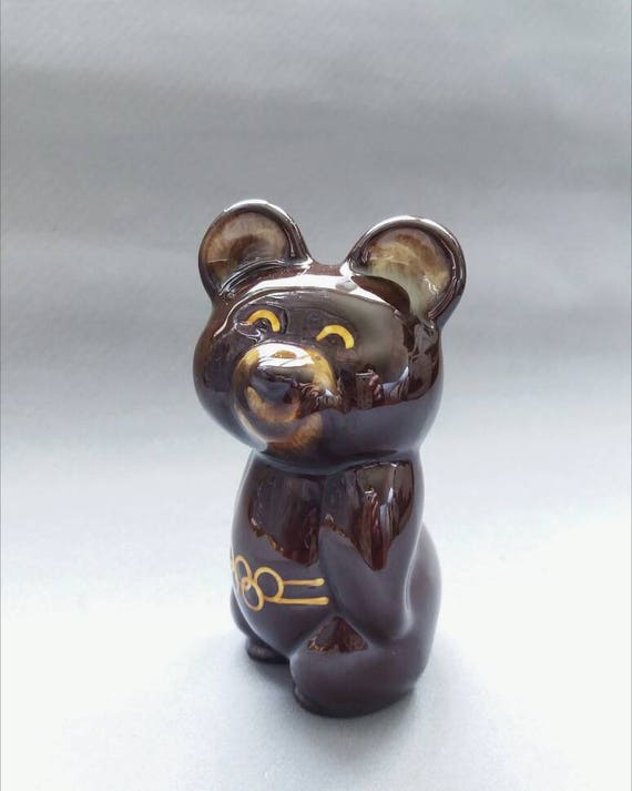 Vintage Soviet Figurine Olympic Bear Misha the mascot of the Moscow Olympic Games in 1980