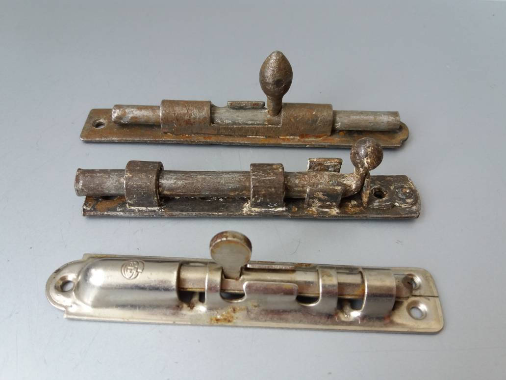 Set of 3 Vintage Door Locks Antique Sliding Bolt Latch Locks Etsy