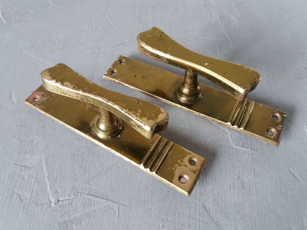 Vintage Brass Window Pulls Distressed Window Handles Old Etsy