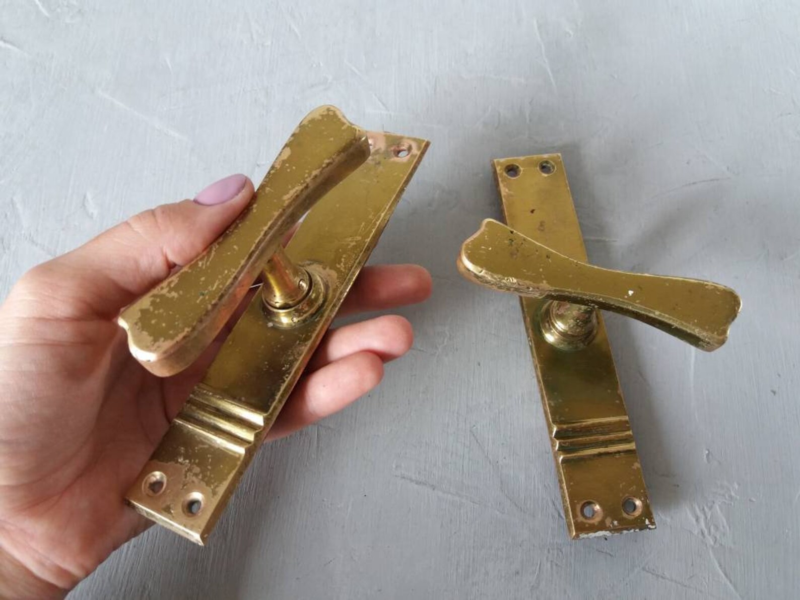 Vintage Brass Window Pulls Distressed Window Handles Old Etsy