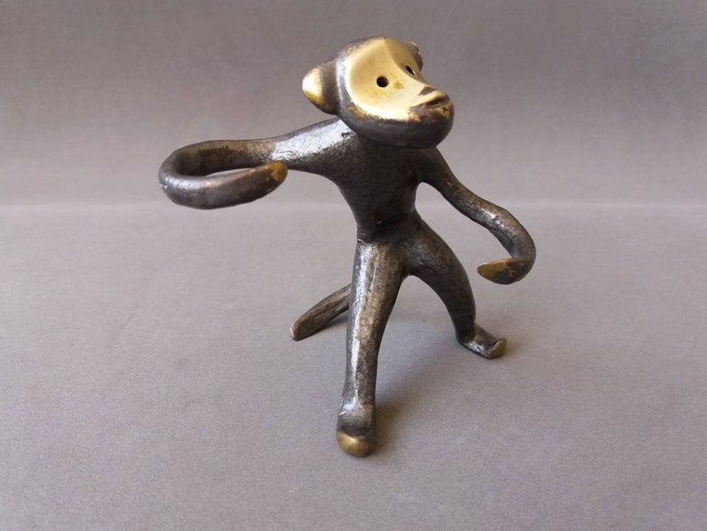Vintage Ring Holder Brass Monkey Figurine Monkey Bronze Statuette Brass Statuette USSR Monkey Figure Retro Jewelry Holder Industrial Decor