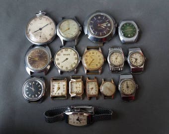 Set of 16 Pieces Steampunk Supply USSR Watch Movements Soviet Watch Steampunk Watch Parts Antique Watch Movements Vintage Watch Movements