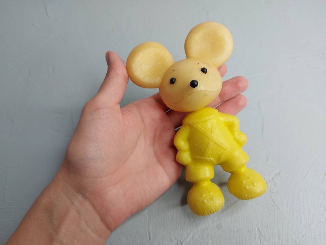 Yellow plastic Mouse Toy Vintage plastic Toy Soviet Mouse toy Etsy