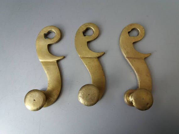 Set Of 3 Antique Door Knobs Vintage Brass Hooks For Wall Coat Etsy image 0 - Set Of 3 Antique Door Knobs Vintage Brass Hooks For Wall Coat Etsy