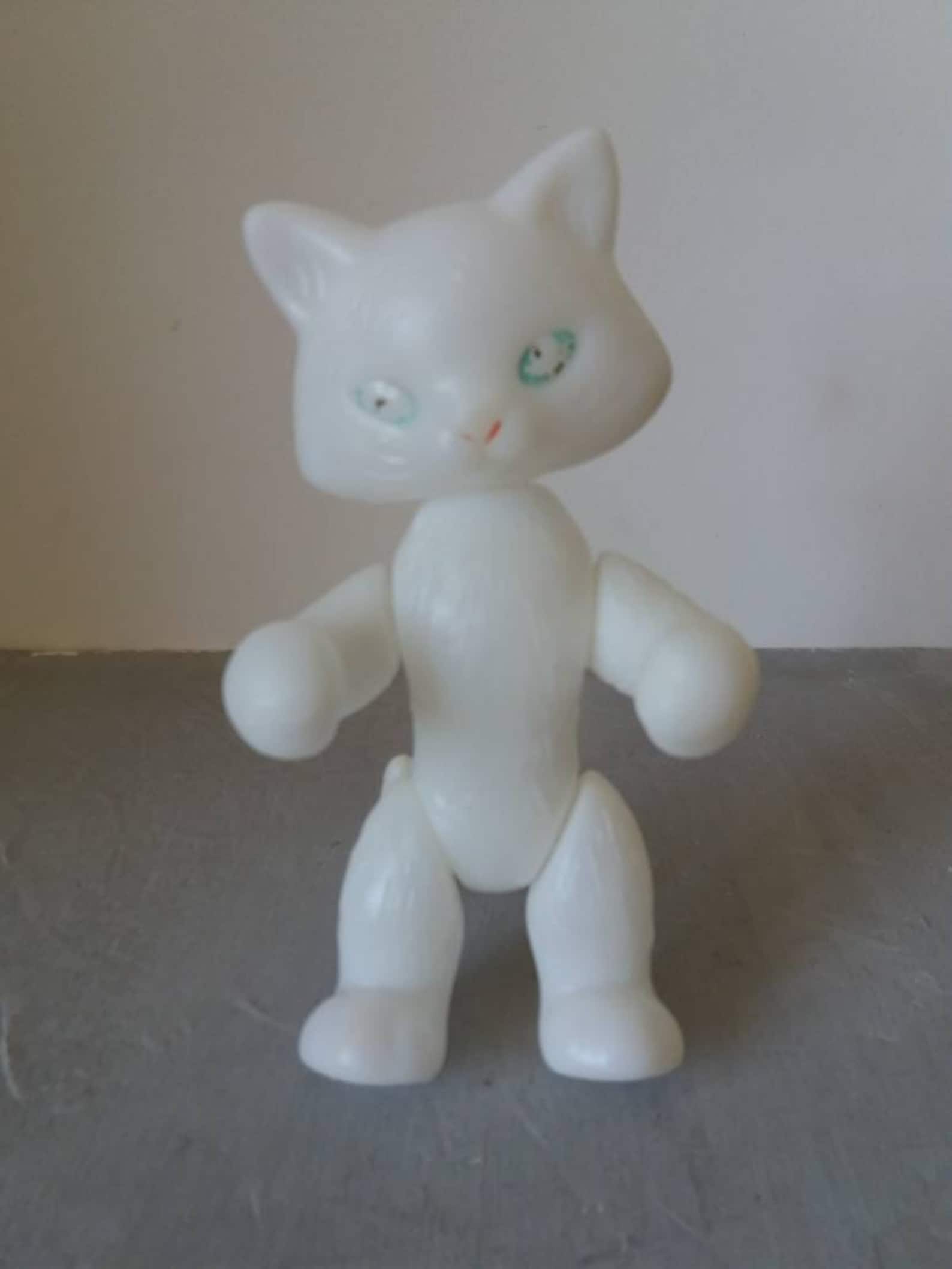 White plastic Cat Toy Vintage plastic Toy Soviet white cat toy Etsy