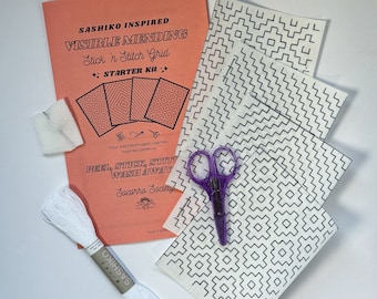 Sashiko Inspired Visible Mending Stick ‘n Stitch Patterns Kit