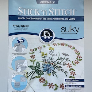 Cute Floral Hand Embroidery Pattern, Stick and Stitch Transfer