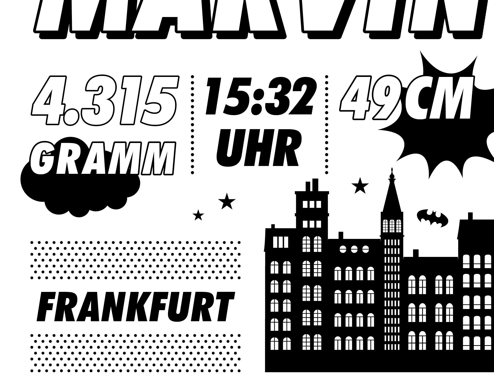 Geburtsposter Poster Geburt Batman A4 personalisiert Etsy