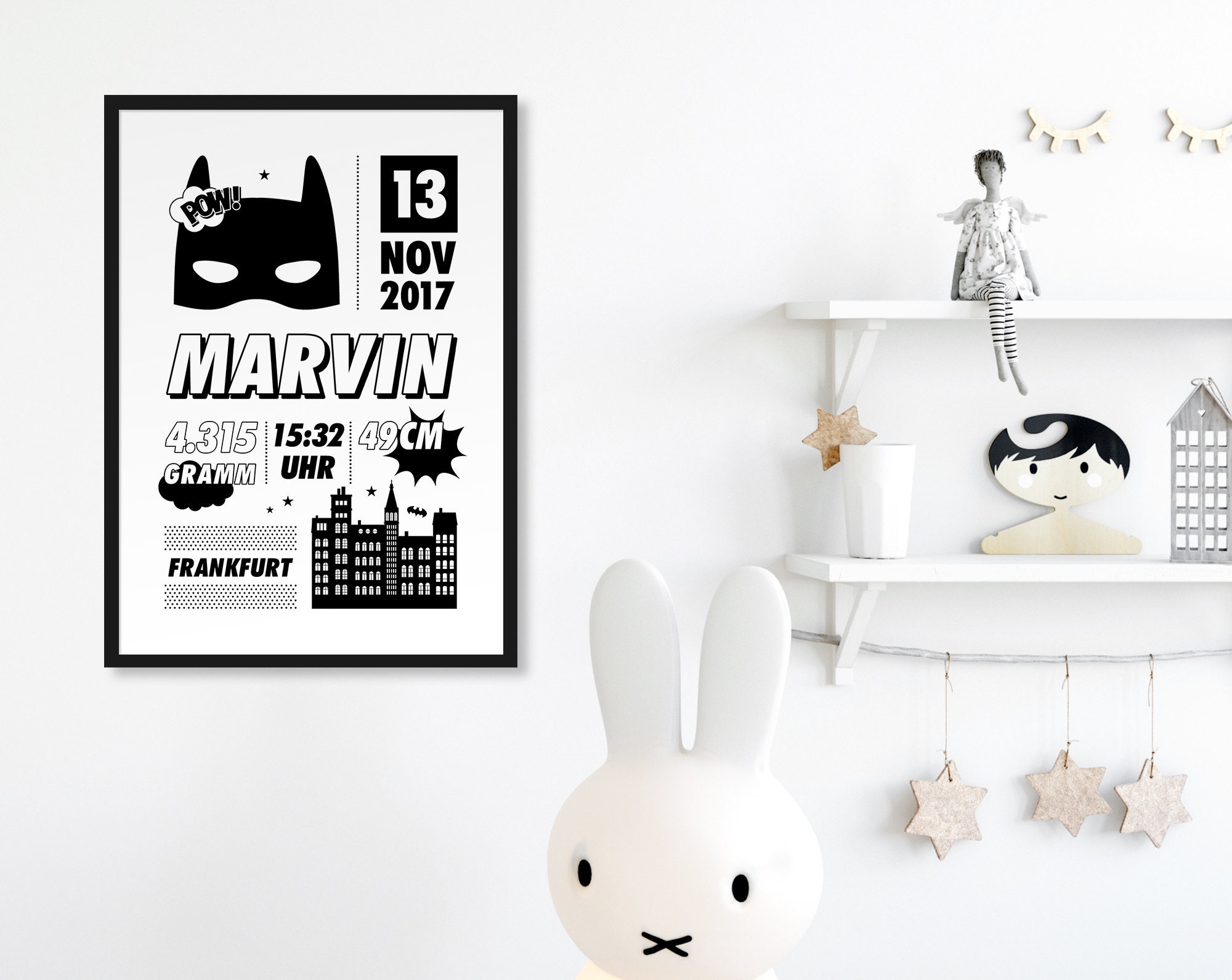 Geburtsposter Poster Geburt Batman A4 personalisiert Etsy