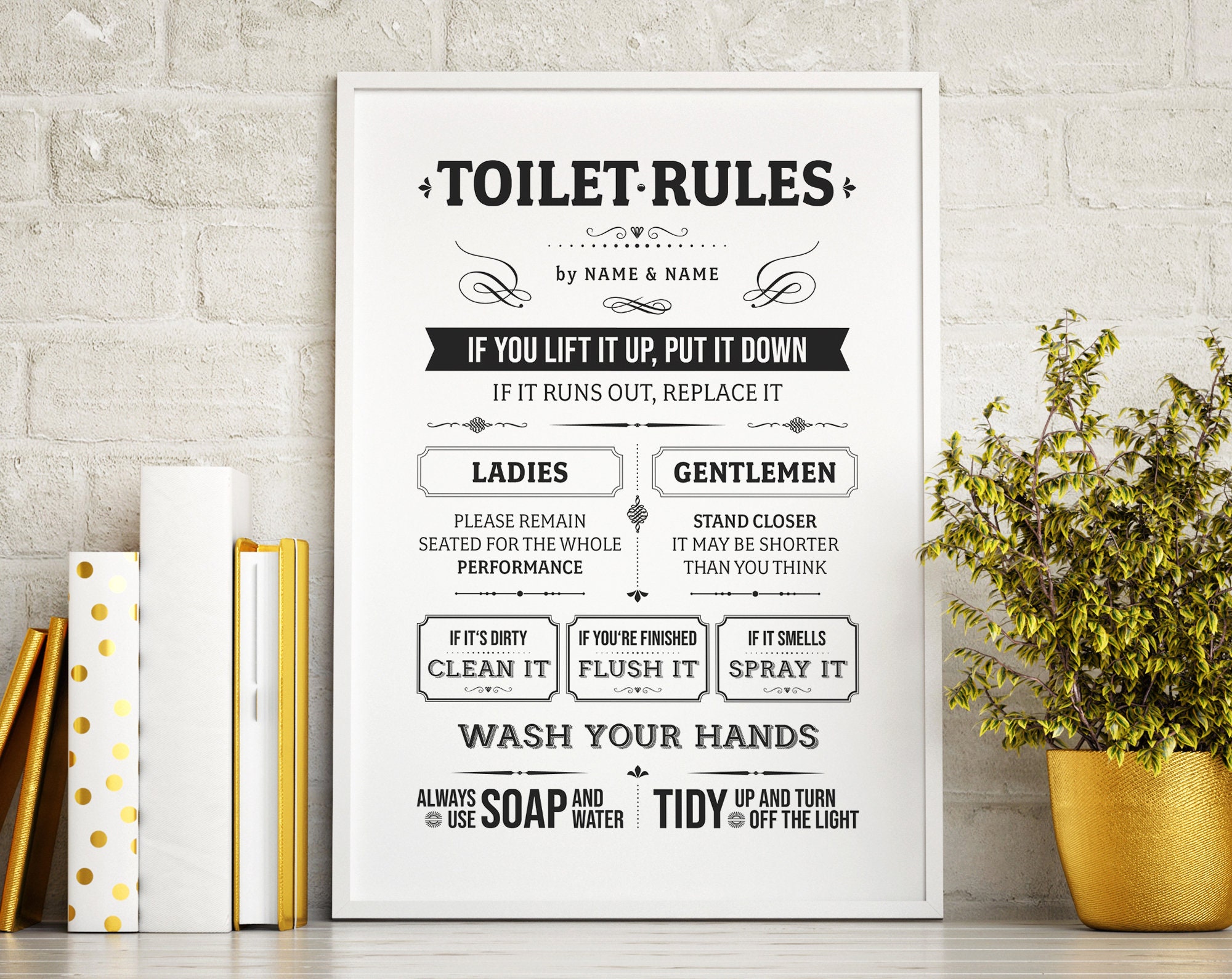 Poster Bathroom toilet Rules Home Decor Guest Room Etsy UK