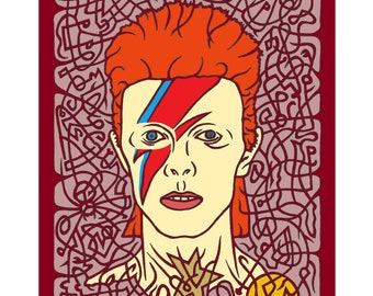 David Bowie Entangled Portrait A3 / A4 Giclee print - Ziggy Stardust