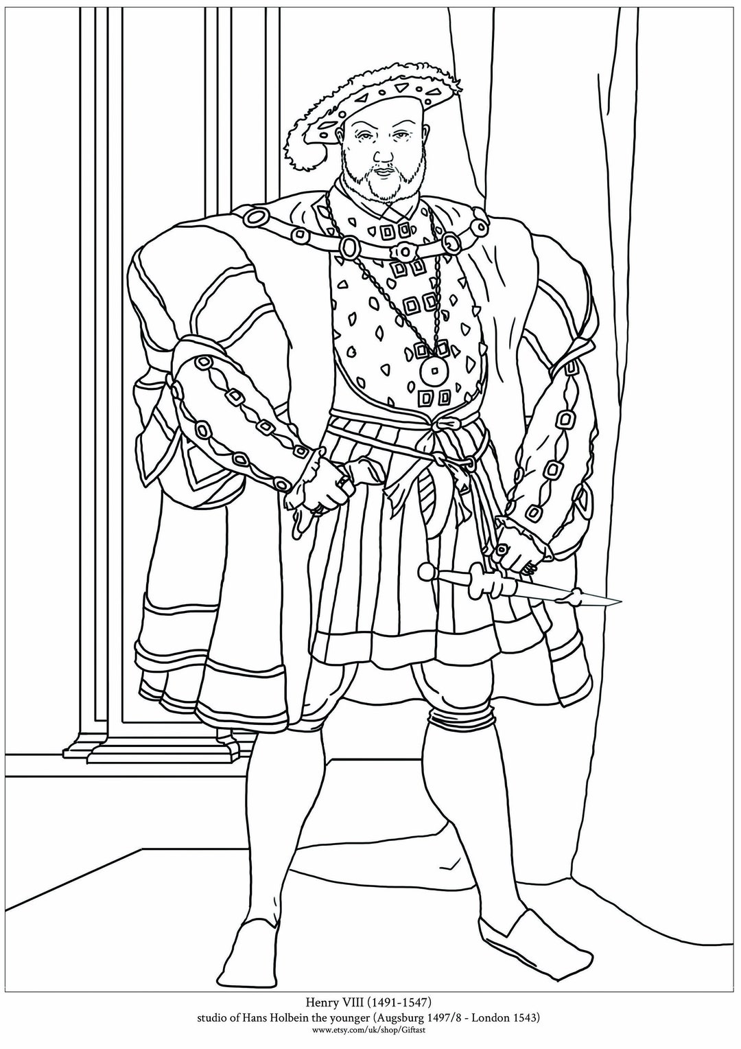 King Henry VIII Colouring Sheet Printable - Etsy UK