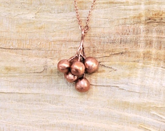 Real PepperBerry Copper Necklace, Electroformed -F43- Handmade Nature Inspired Jewelry