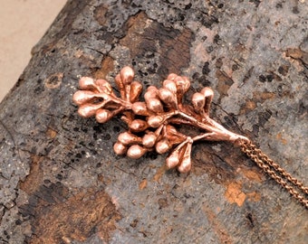 Real Seed Buds Copper Necklace, Electroformed -C45- Handmade Nature Inspired Jewelry