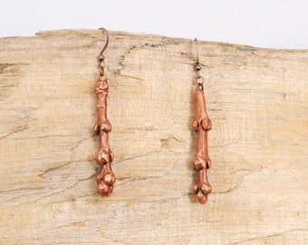 Electroformed Real Twig Earrings, Electroformed -H194- Handmade Nature Inspired Jewelry