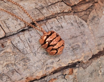 Real Redwood Pine Cone, Medium, Copper Necklace, Electroformed -O40- Handmade Nature Inspired Jewelry