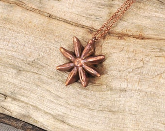 Real Anise Seed Copper Necklace, Electroformed  -W52- Handmade Nature Inspired Jewelry