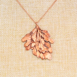 Real Pressed Leaves on Branch Copper Necklace, Electroformed -G35- Handmade Nature Inspired Jewelry