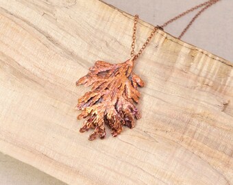 Real Arborvitae Copper Necklace, Electroformed -O43- Handmade Nature Inspired Jewelry