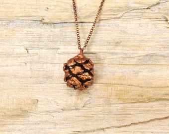 Real Redwood Cone Copper Necklace -X29- Handmade Nature Inspired Jewelry