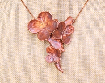 Real Rabbit Jaw with  Flowers Copper Necklace, Electroformed- J57- Nature Inspired Jewelry