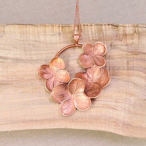 Real Cluster of Hydrangea Flowers Necklace, Electroformed-O36- Handmade Nature Inspired Jewelry
