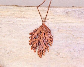 Real Arborvitae Copper Necklace, Electroformed -I31- Handmade Nature Inspired Jewelry