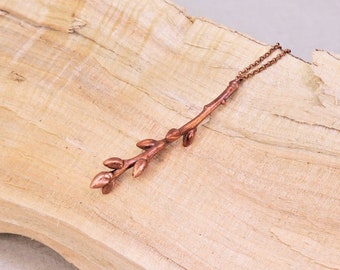 Real Twig with Buds Copper Necklace, Electroformed- F49-Handmade Nature Inspired Jewelry