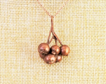 Real Berry Copper Necklace, Electroformed -P16- Handmade Nature Inspired Jewelry