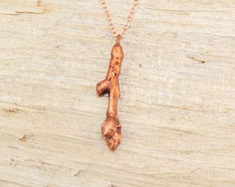 Real Budding Branch Copper Necklace, Electroformed- Z30- Handmade Nature Inspired Jewelry