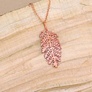Real Small Leaf Copper Necklace, Electroformed -L34- Handmade Nature Inspired Jewelry