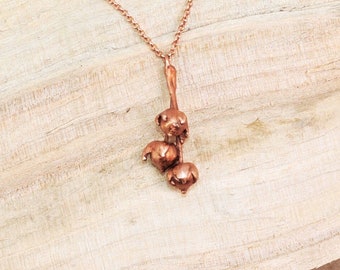 Real Flax Seed Buds Copper Necklace , Electroformed-N55- Handmade Nature Inspired Jewelry