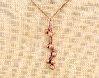 Real Flower Bud Branch Copper Necklace, Electroformed -S30- Handmade Nature Inspired Jewelry