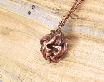 Real, Wrinkled Cone Copper Necklace, Electroformed- W30-Handmade Nature Inspired Jewelry