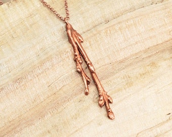 Electroformed Real Budding Branch Copper Necklace, Electroformed - A40- Nature Inspired Jewelry