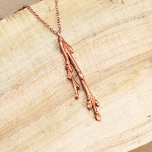 Electroformed Real Budding Branch Copper Necklace, Electroformed - A40- Nature Inspired Jewelry
