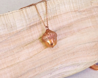 Real Acorn Copper Necklace, Electroformed -G41- Handmade Nature Inspired Jewelry