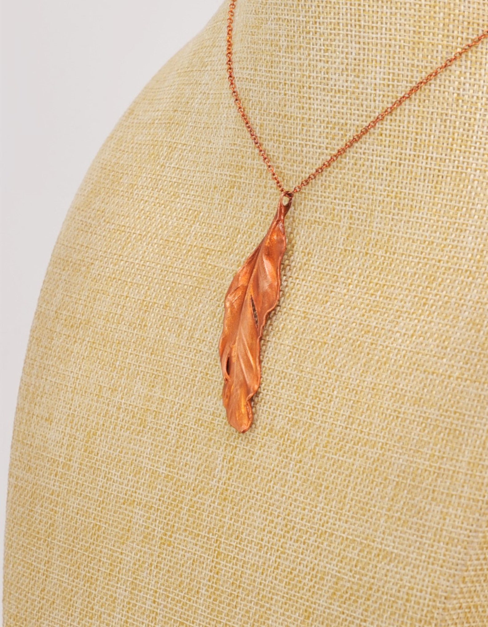 Real Feather Medium Copper Necklace W35 Handmade Nature Etsy UK