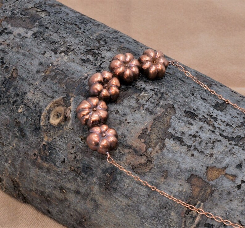 Handmade Nature Inspired Jewelry Pumpkin Shaped Seed Pod Copper Necklace R25