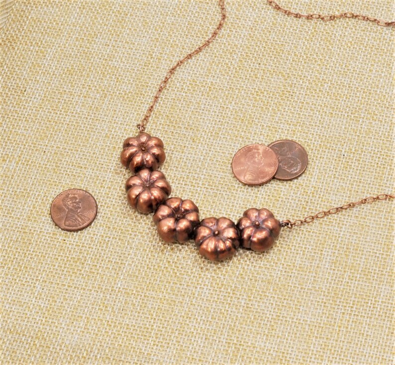 Handmade Nature Inspired Jewelry Pumpkin Shaped Seed Pod Copper Necklace R25