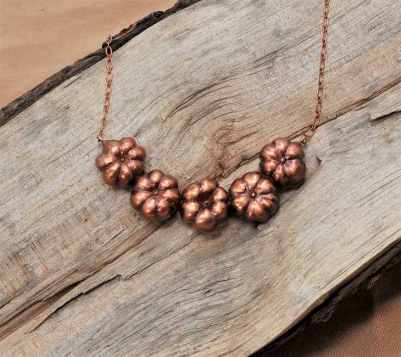 Handmade Nature Inspired Jewelry Pumpkin Shaped Seed Pod Copper Necklace R25