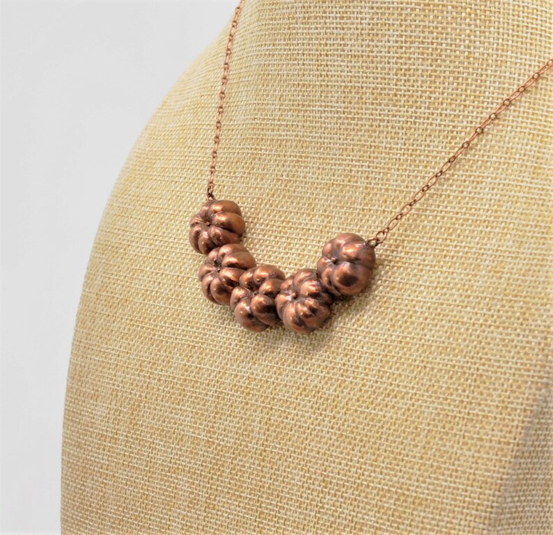 Handmade Nature Inspired Jewelry Pumpkin Shaped Seed Pod Copper Necklace R25