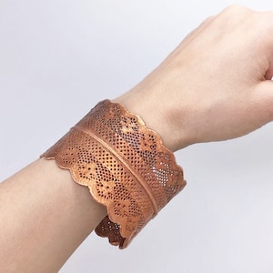 Electroformed Lace Bangle Bracelet, Electroformed-H142- Handmade Electroformed Jewelry