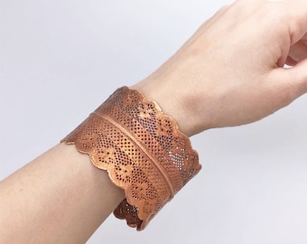 Electroformed Lace Bangle Bracelet, Electroformed-H142- Handmade Electroformed Jewelry